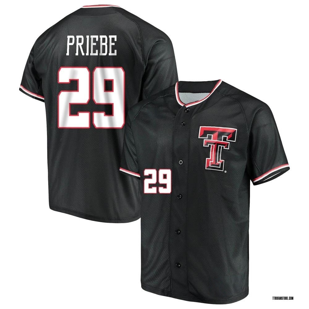 Men's Carson Priebe Texas Tech Red Raiders Replica Performance Baseball Jersey - Black