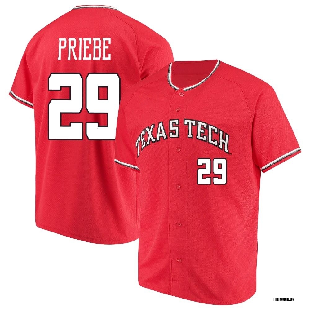 Men's Carson Priebe Texas Tech Red Raiders Replica Performance Baseball Jersey - Red