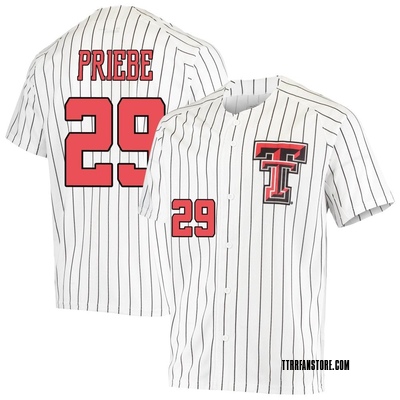Men's Carson Priebe Texas Tech Red Raiders Replica Performance Baseball Jersey - White
