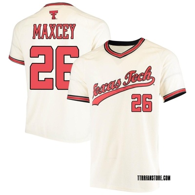 Men's Dylan Maxcey Texas Tech Red Raiders Replica Throwback Baseball Jersey - Cream