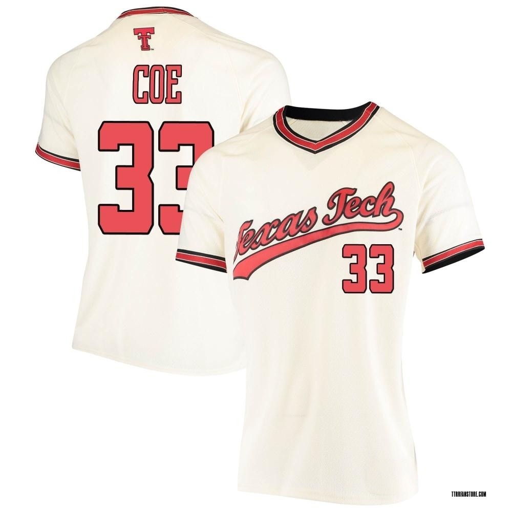 Women's Chandler Coe Texas Tech Red Raiders Replica Throwback Baseball Jersey - Cream