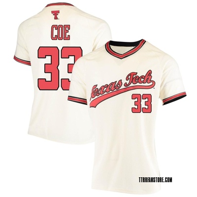 Women's Chandler Coe Texas Tech Red Raiders Replica Throwback Baseball Jersey - Cream