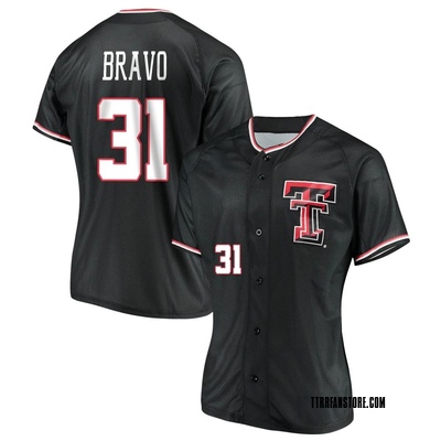 Women's Damian Bravo Texas Tech Red Raiders Replica Performance Baseball Jersey - Black