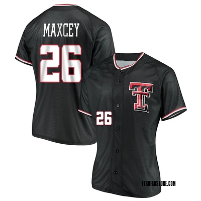 Women's Dylan Maxcey Texas Tech Red Raiders Replica Performance Baseball Jersey - Black