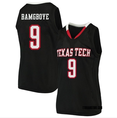 Women's Luke Bamgboye Texas Tech Red Raiders Replica Original Retro Brand Basketball Jersey - Black