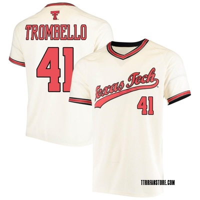 Youth Brady Trombello Texas Tech Red Raiders Replica Throwback Baseball Jersey - Cream
