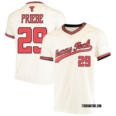 Youth Carson Priebe Texas Tech Red Raiders Replica Throwback Baseball Jersey - Cream