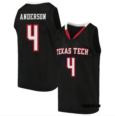 Youth Christian Anderson Texas Tech Red Raiders Replica Original Retro Brand Basketball Jersey - Black
