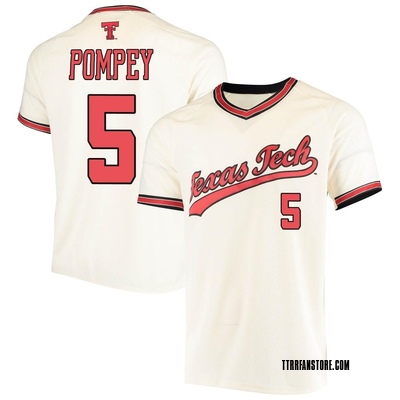 Youth TJ Pompey Texas Tech Red Raiders Replica Throwback Baseball Jersey - Cream